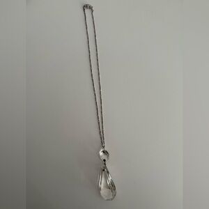 Antique Crystal Pendant on Silver Necklace